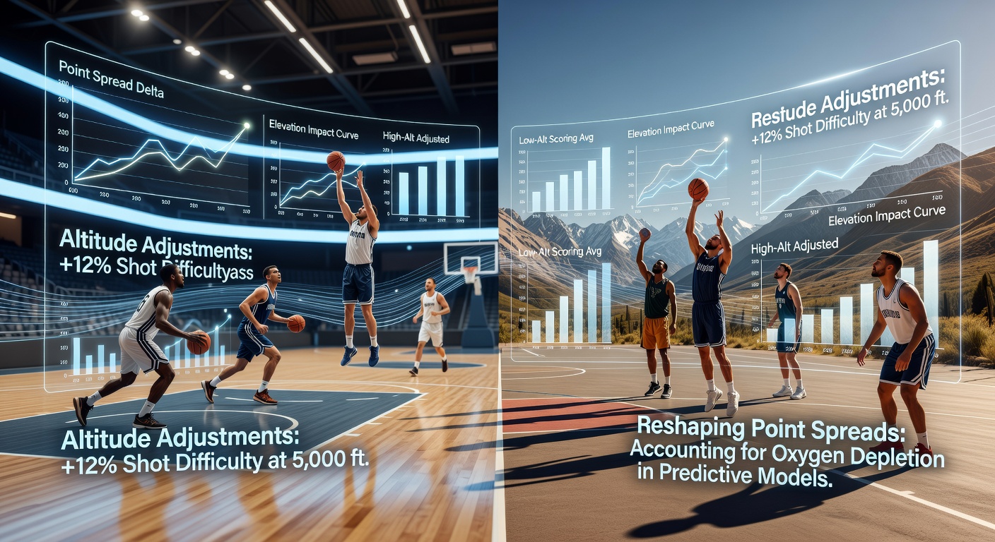 High-elevation basketball arena showing thinner air effects on gameplay and point spread modeling