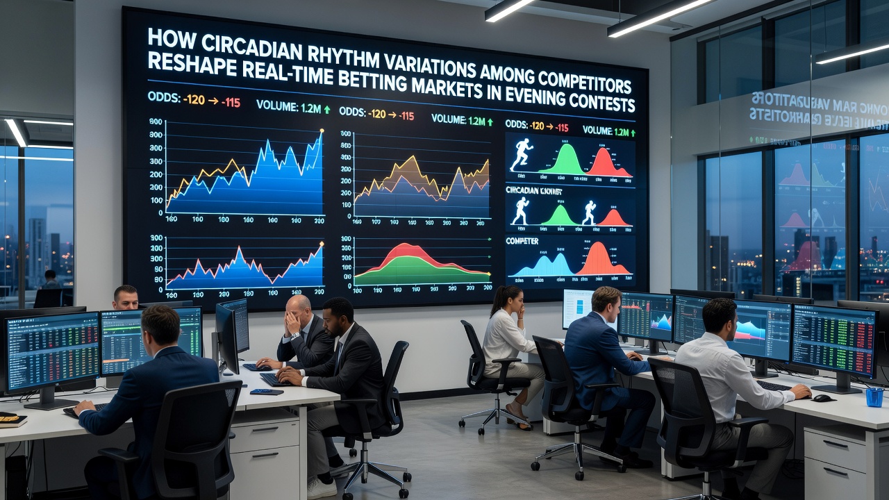 Live betting interface displaying shifting odds during an evening match with circadian data overlays