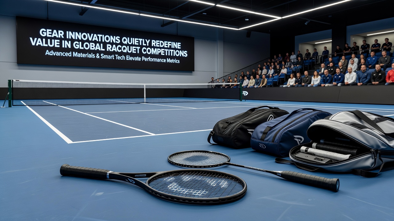Professional athletes testing updated racquet gear on an indoor court during a 2026 international tournament